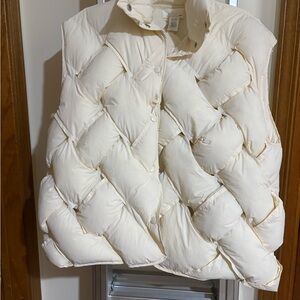 Anthropologie Off-White cream color Quilted Vest